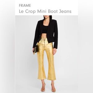 NEW NWT • FRAME • Le Crop Mini Boot Jeans • Color: GOLD CHROME •